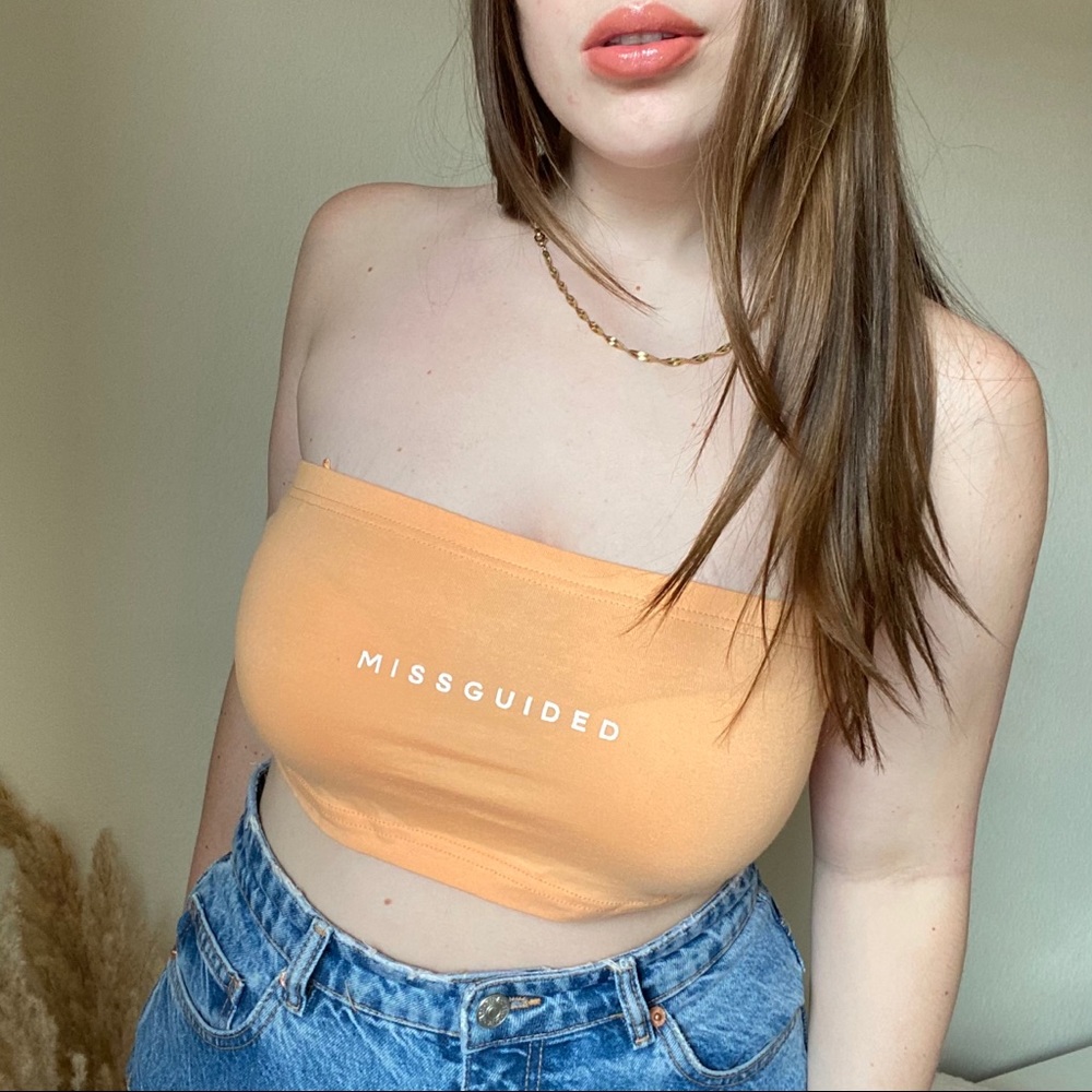 Misguided orange bandeau top